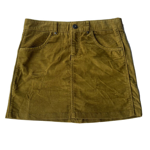 Athleta Skirt Sz 6 Kaleidoscope Corduroy Mini Mustard Olive Pockets Summer Cute - Picture 1 of 10